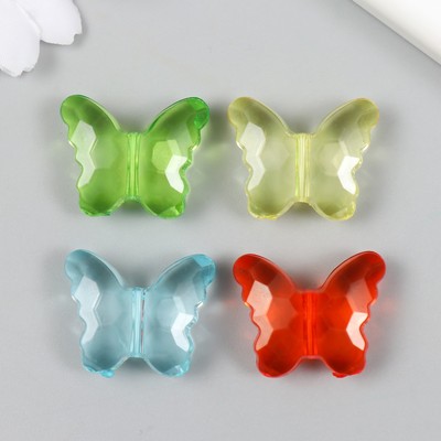 Бусины для творчества пластик "Бабочки волна" прозрачные цветные набор 20 гр 1,1х2,9х2,4 см