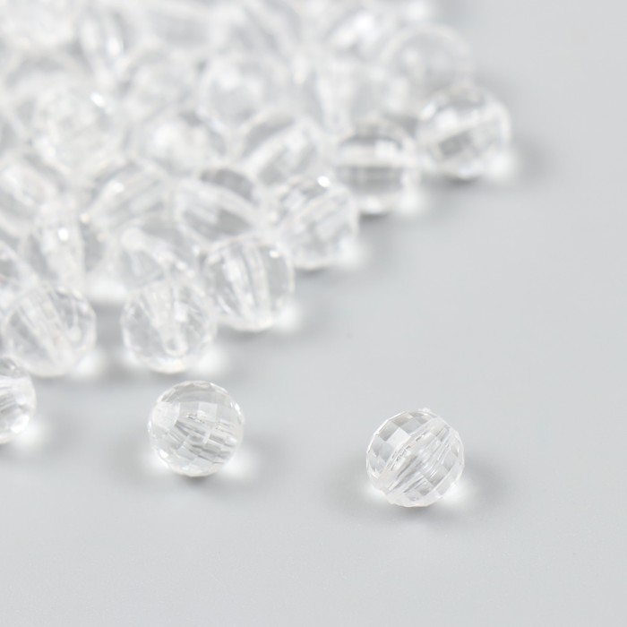 Бусины для творчества пластик Шарики с гранями - кристалл d=0,8 набор 20 гр