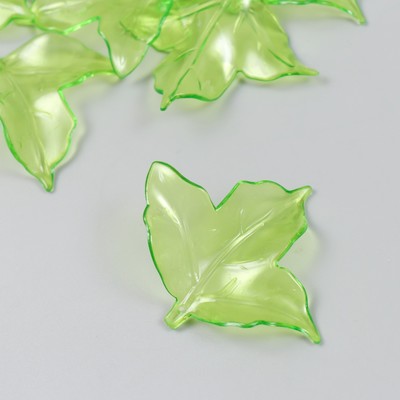 Декор для творчества пластик "Листочки" прозрачный зелёный набор 20 гр 0,4х5,6х5 см