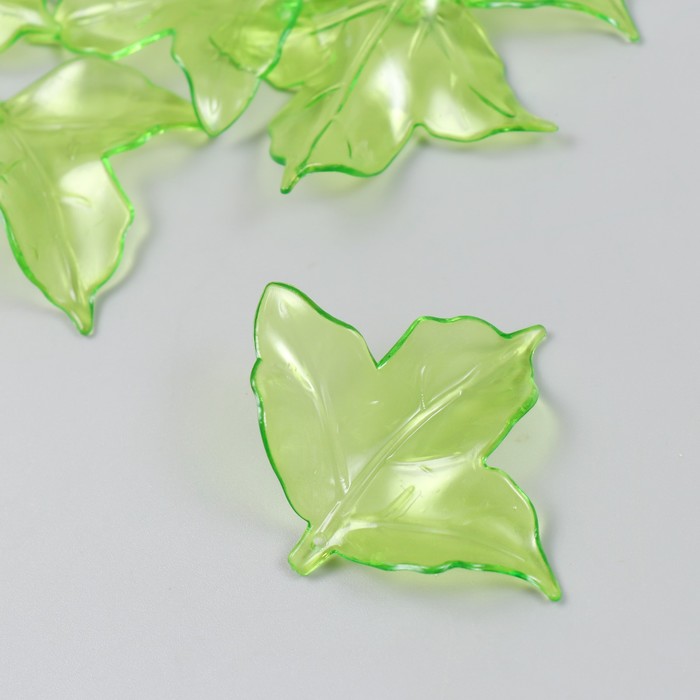 Декор для творчества пластик "Листочки" прозрачный зелёный набор 20 гр 0,4х5,6х5 см - Фото 1
