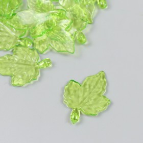 Декор для творчества пластик "Кленовые листья" прозрачный зелёный набор 20 гр 0,4х5,6х5 см