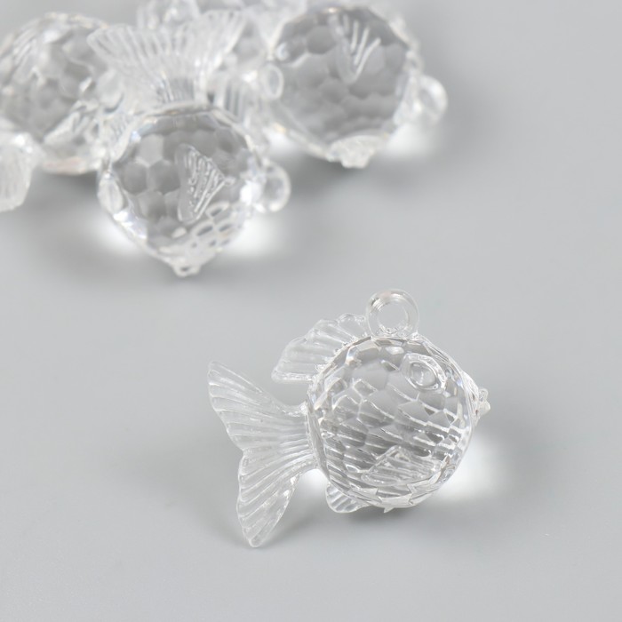 Декор для творчества пластик Рыбка-кристалл прозрачный набор 25 гр 2х3,1х2,6 см