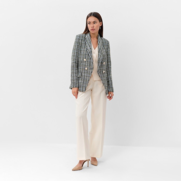 Пиджак твидовый двубортный MIST р. 42. синий 65359