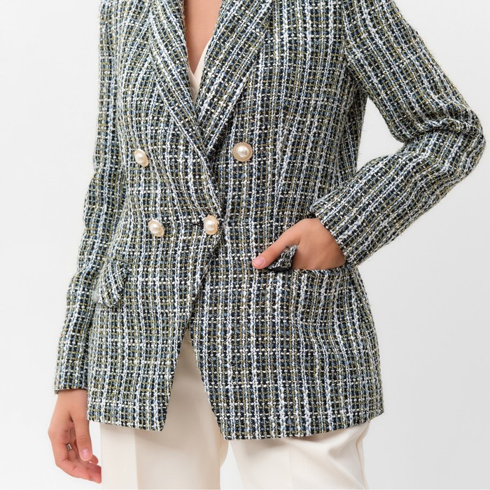 Пиджак твидовый двубортный MIST р. 42. синий 65359