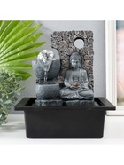 Фонтан настольный с подсветкой «Будда у стены из брусьев», от сети, 26×17.5×23 см - Фото 4
