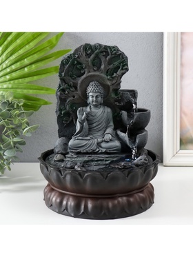 Фонтан настольный с подсветкой «Будда под древом знаний», от сети, 27×20×20 см