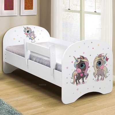 Кровать детская «Радужные единорожки», с фотопечатью, 800×1600 мм, без ящика, белая