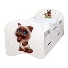 Кровать детская с фотопечатью «Сиамский котёнок», 800×1900 мм, с 2-мя ящиками, цвет белый - Фото 1