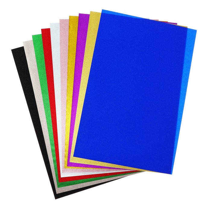 Набор бумаги цветной самоклеящаяся перламутровой, формат А4, 10 листов, 10 цветов