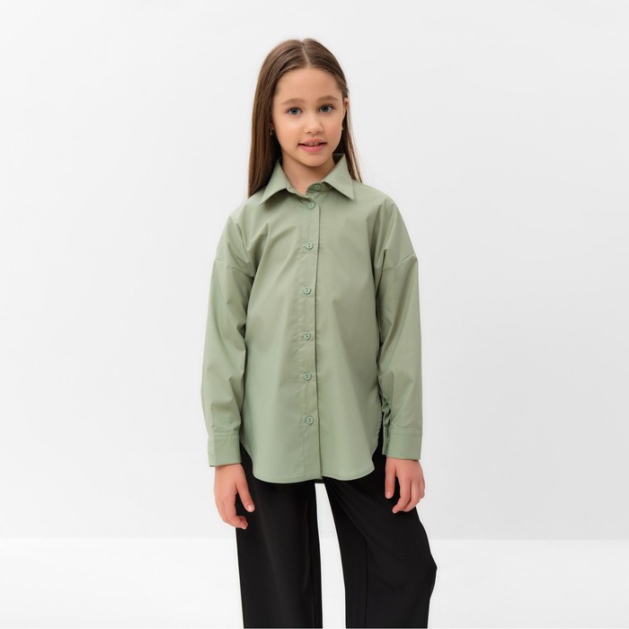 Рубашка для девочки MINAKU цвет оливковый, рост 134 см