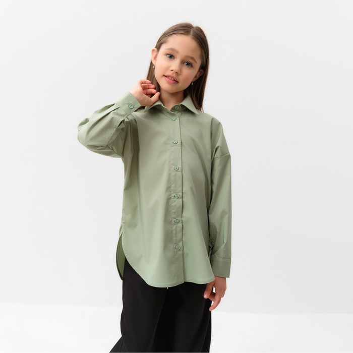 Рубашка для девочки MINAKU цвет оливковый, рост 152 см