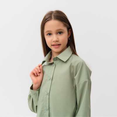 Рубашка для девочки MINAKU оливковая, рост 158 см