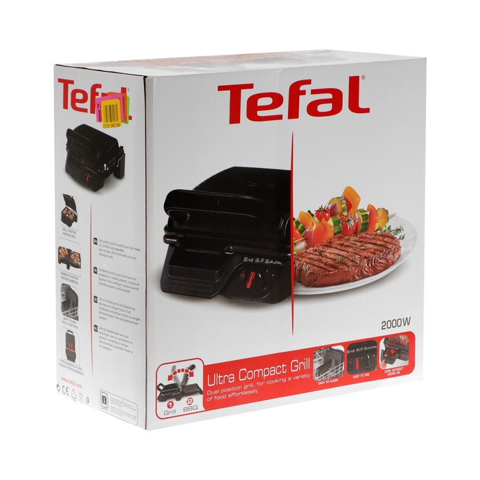 Гриль электрический Tefal GC305816, 2000 Вт, антипригарное покрытие, 38.8х21 см - фото 51465325