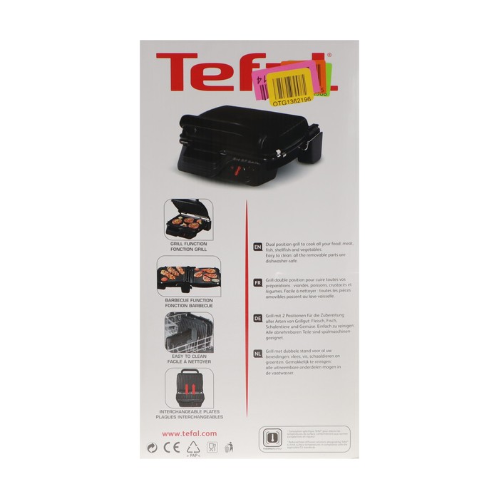 Гриль электрический Tefal GC305816, 2000 Вт, антипригарное покрытие, 38.8х21 см - фото 51465326