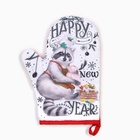 Варежка-прихватка новогодняя Happy new year, 20×27 см,100% п/э - Фото 3