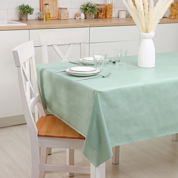 Клеёнка на стол на нетканой основе Доляна «Мини», ширина 137 см, рулон 20 м, общая толщина 0,2 мм, цвет зелёный - Фото 1