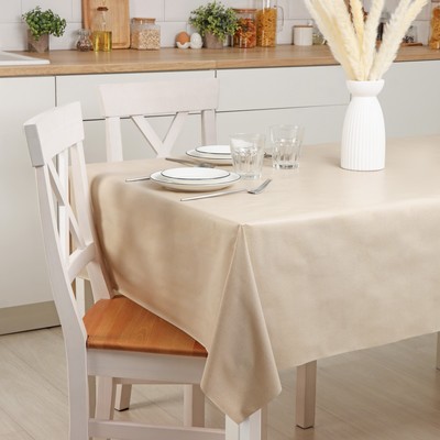 Клеёнка на стол Доляна «Мини», на нетканой основе, ширина 137 см, толщина 0,2 мм, рулон 20 м, цвет бежевый