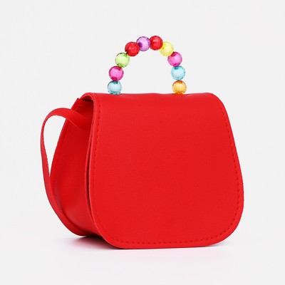 Сумка для девочки COLOR на длинном ремешке, ручка из бусин, на магните, красная