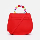 Сумка для девочки COLOR на длинном ремешке, ручка из бусин, на магните, красная - Фото 2