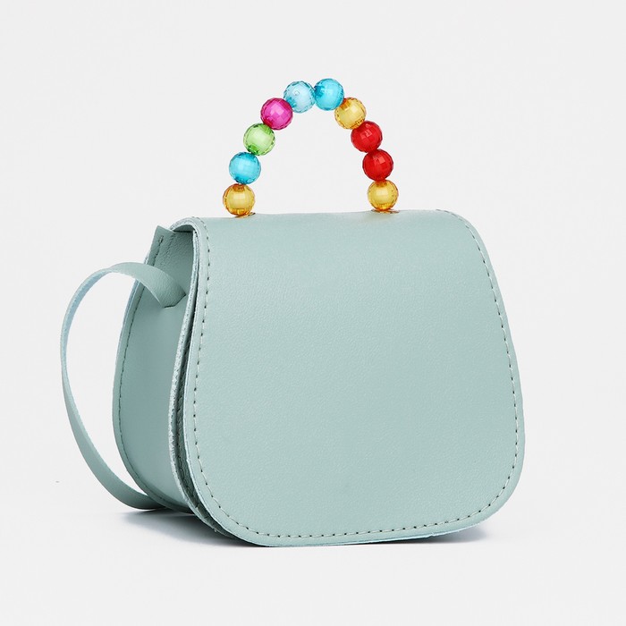 Сумка для девочки COLOR на длинном ремешке, ручка из бусин, на магните, зелёная - Фото 1