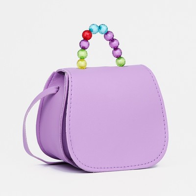 Сумка для девочки COLOR на длинном ремешке, ручка из бусин, на магните, сиреневая