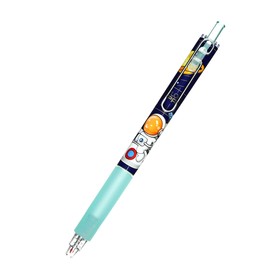 Ручка гелевая автоматическая синяя, с резиновым держателем, Космонавт МИКС