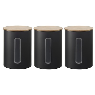 Набор банок для хранения Smart Solutions Kaffi, цвет чёрный, матовый, 1 л