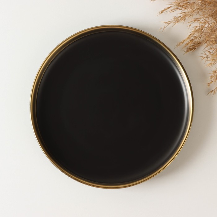 Набор фарфоровых тарелок «Ночь», 2 предмета: d=20,5 см, цвет чёрный - фото 1909252719