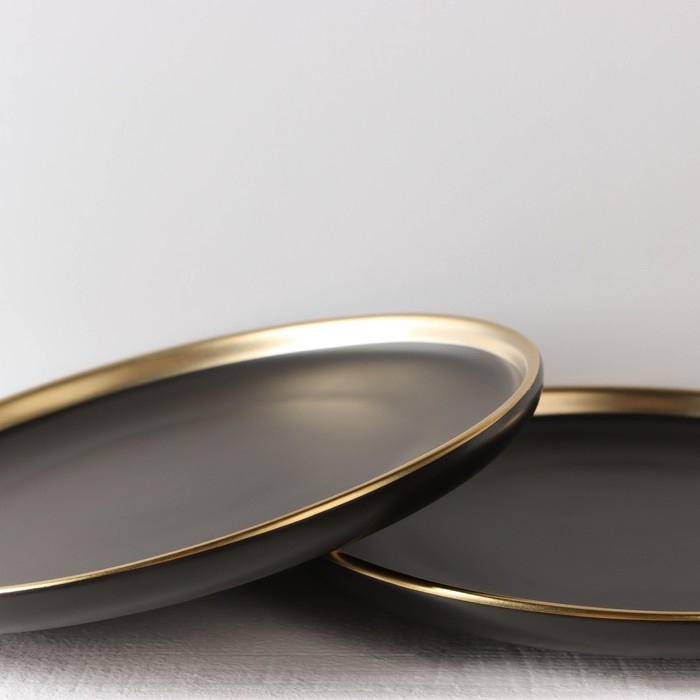 Набор фарфоровых тарелок «Ночь», 2 предмета: d=20,5 см, цвет чёрный - фото 1909252720