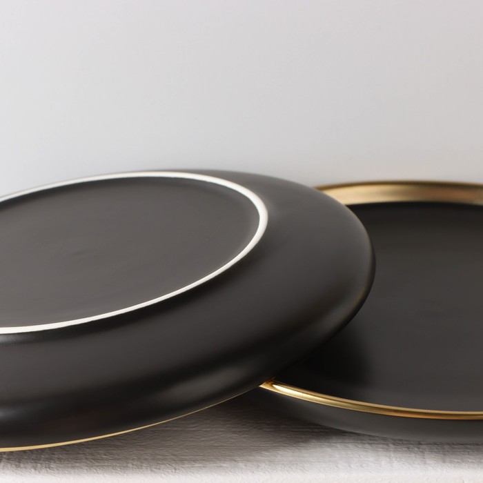 Набор фарфоровых тарелок «Ночь», 2 предмета: d=20,5 см, цвет чёрный - фото 1909252721