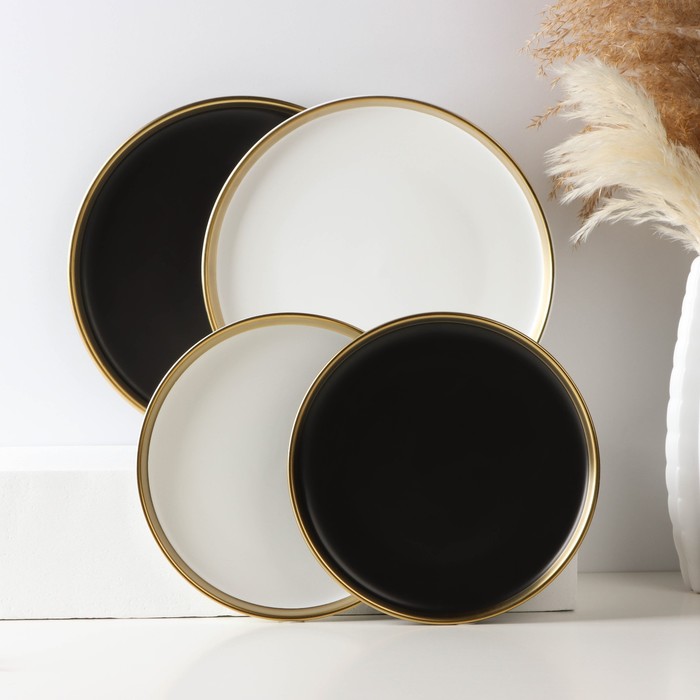 Набор фарфоровых тарелок «Ночь», 2 предмета: d=20,5 см, цвет чёрный - фото 1909252722
