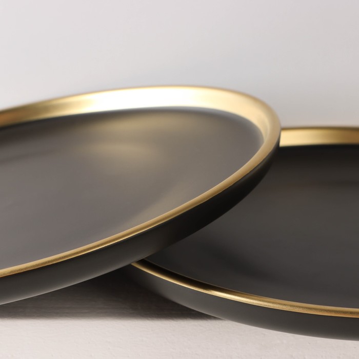 Набор фарфоровых тарелок «Ночь», 2 предмета: d=25,5 см, цвет чёрный - фото 1909252732