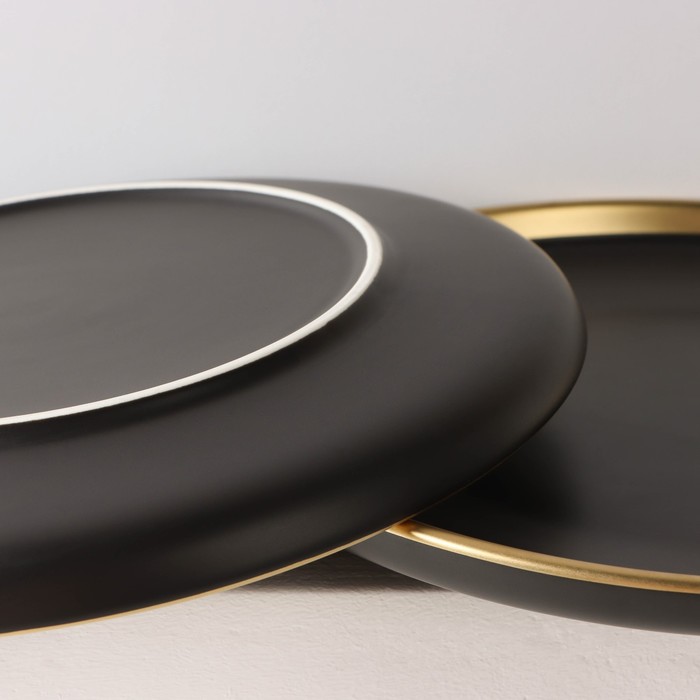 Набор фарфоровых тарелок «Ночь», 2 предмета: d=25,5 см, цвет чёрный - фото 1909252733