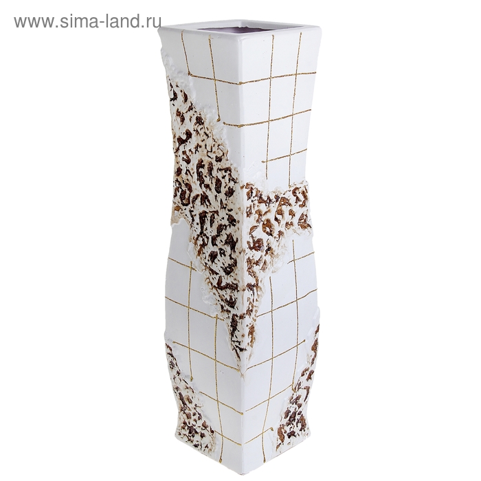 ваза керам напол 60 см цветочная плитка белый прямая - Фото 1