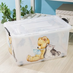 {{photo.Alt || photo.Description || 'УЦЕНКА Контейнер для хранения БЕЗ КРЫШКИ «Hide box. Мишка», 50 л, 61×39×32 см, прямоугольный, прозрачный'}}