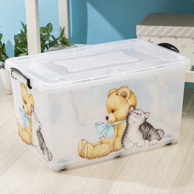 

УЦЕНКА Контейнер д/хранения с крышкой 50л 61х39х32см "Hide box. Мишка" прямоуг, прозрачный