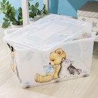 УЦЕНКА Контейнер для хранения БЕЗ КРЫШКИ «Hide box. Мишка», 50 л, 61×39×32 см, прямоугольный, прозрачный - Фото 3