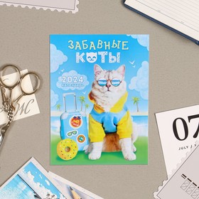 Календарь отрывной на магните "Забавные коты" 2024 год, 9,4х13 см