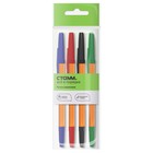 Набор шариковых ручек Стамм «Оптима» 4 штуки, 4 цвета, узел 1.0 мм, оранжевый корпус, европодвес - Фото 1