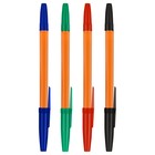 Набор шариковых ручек Стамм «Оптима» 4 штуки, 4 цвета, узел 1.0 мм, оранжевый корпус, европодвес - Фото 2