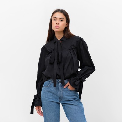 Рубашка женская с лентами MIST, размер 44, черный