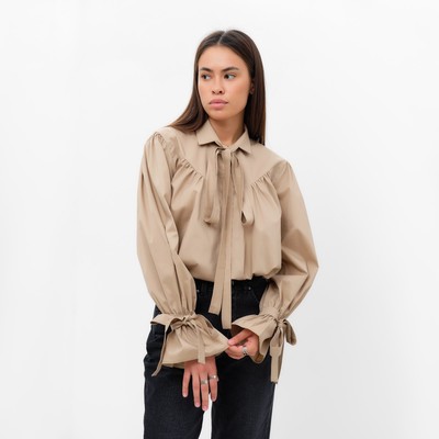 Рубашка женская с лентами MIST, размер 46, бежевый