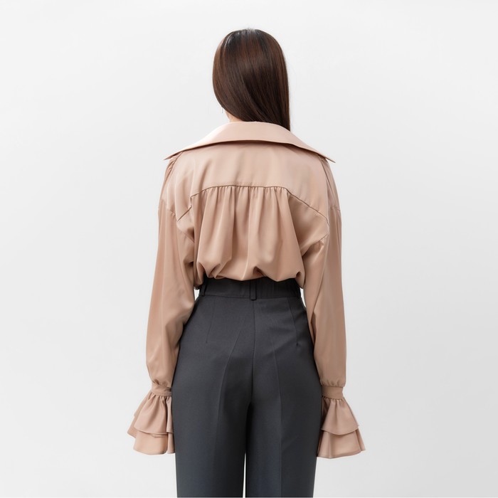 Блуза женская шелковая с воланами MIST, размер 42, бежевый 65392
