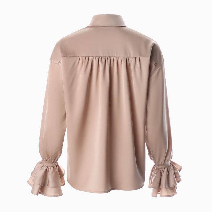 Блуза женская шелковая с воланами MIST, размер 44, бежевый 65393
