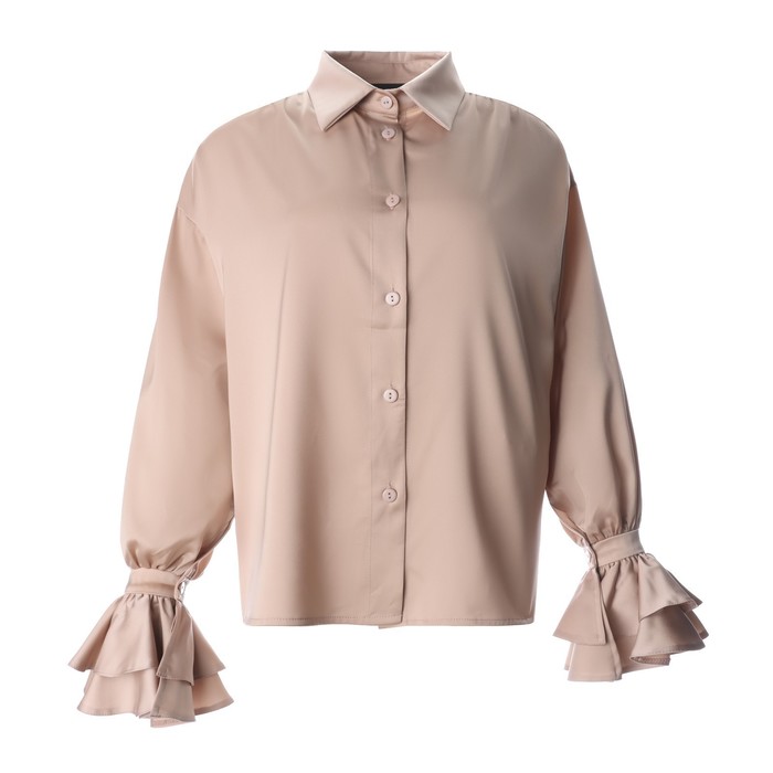 Блуза женская шелковая с воланами MIST, размер 46, бежевый 65394
