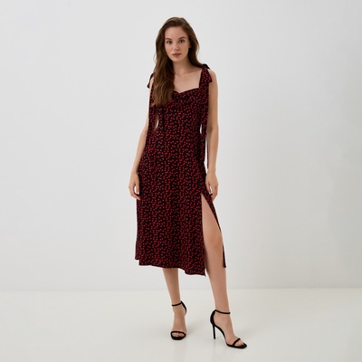 Платье с лентами миди женское MIST Flower, чёрное, размер 44