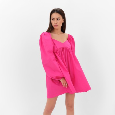 Платье с объёмными рукавами мини женское MIST, фуксия, размер 40-42