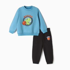 Комплект детский (джемпер,брюки), цвет чёрный/светло-синий, рост 80 см