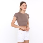 Футболка женская укороченная, цвет коричневый, размер 44 (M) - Фото 2