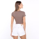 Футболка женская укороченная, цвет коричневый, размер 44 (M) - Фото 4